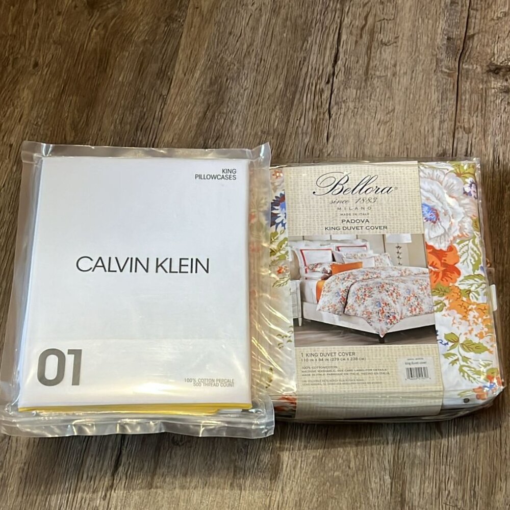 MIX King Duvet Set 3ps Calvin Klein 2 King Pillow Cases Bellora King Duvet N-12